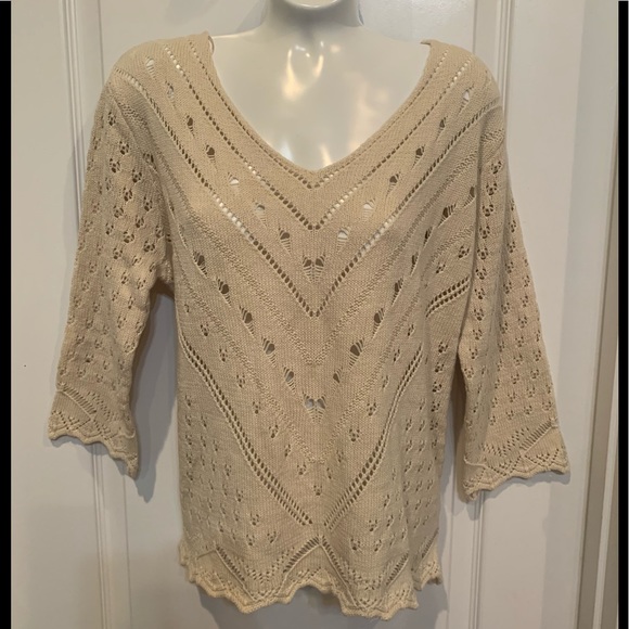 Joseph Allen Sweaters - Joseph A Cotton Blend Sweater Beige Crochet L NWT
